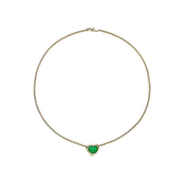 Colombian Emerald Heart Necklace, 2.54 Carats