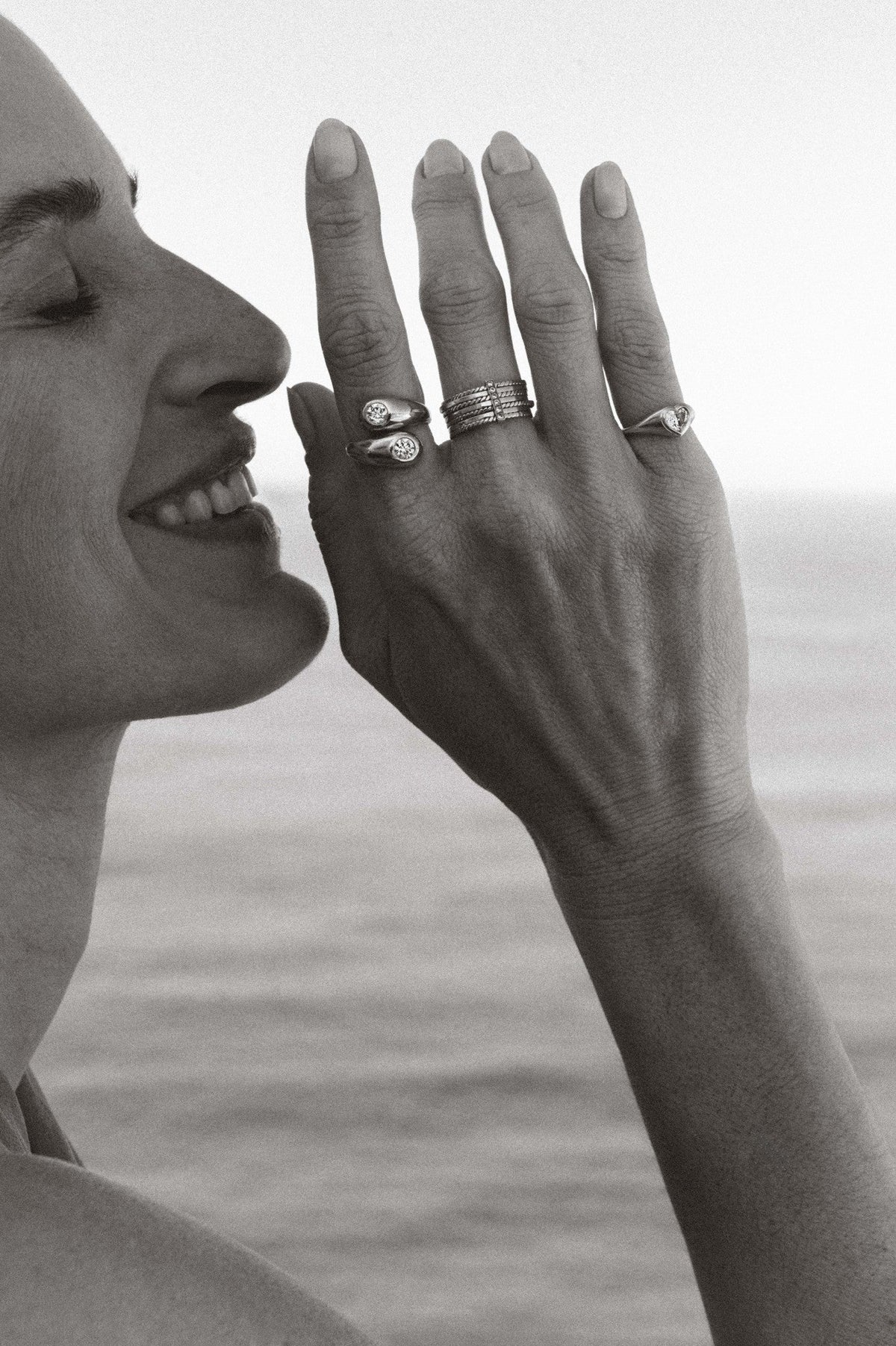 Marina Fragoso diamond rings, black and white