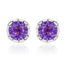 Amethyst Burst Earstuds in 18k white gold