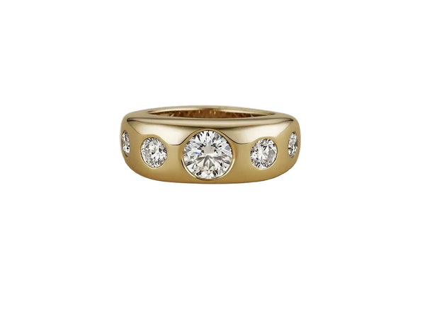 Five Diamond Bombé Ring by Marina Fragoso