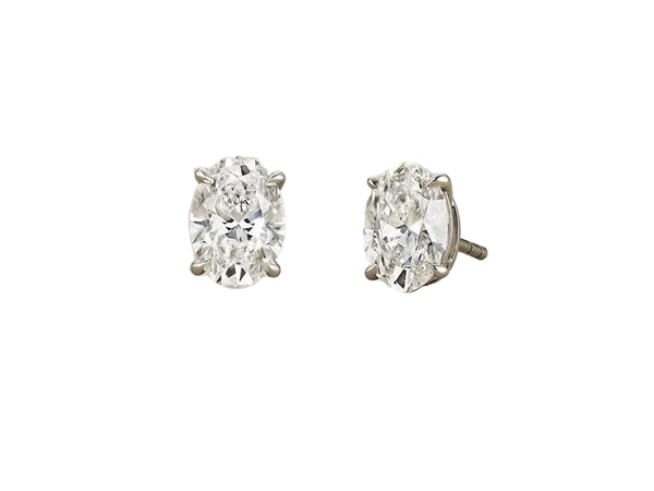 2 Carat Each Oval Brilliant Diamond Studs by Marina Fragoso