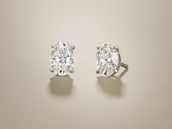 2 Carat Each Oval Brilliant Diamond Studs