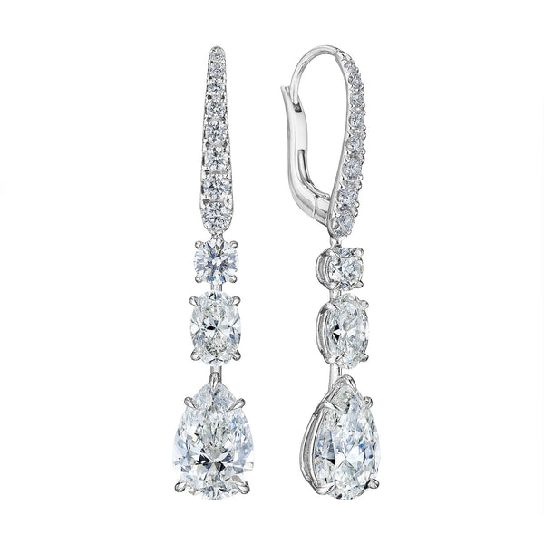 2 Carat Each Pear-Shaped Diamond Drop Earrings