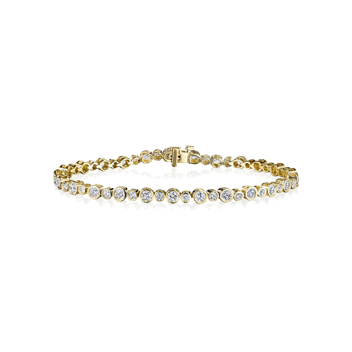 Alternating Bezel Diamond Tennis Bracelet, 3.5 Carats