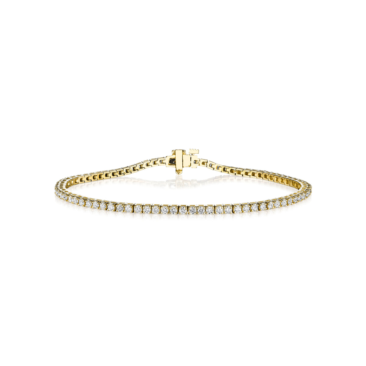 2 carat round diamond tennis bracelet in 18k yellow gold