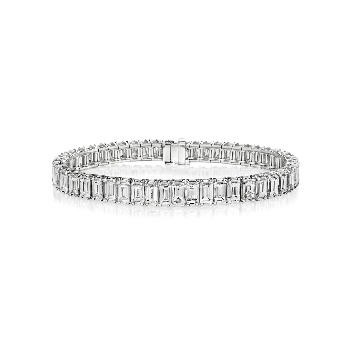 Emerald Cut Diamond Tennis Bracelet, 30 Carats