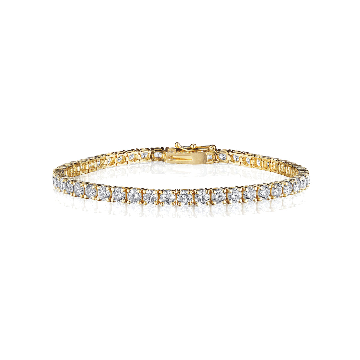 6 carat round diamond tennis bracelet in 18k yellow gold