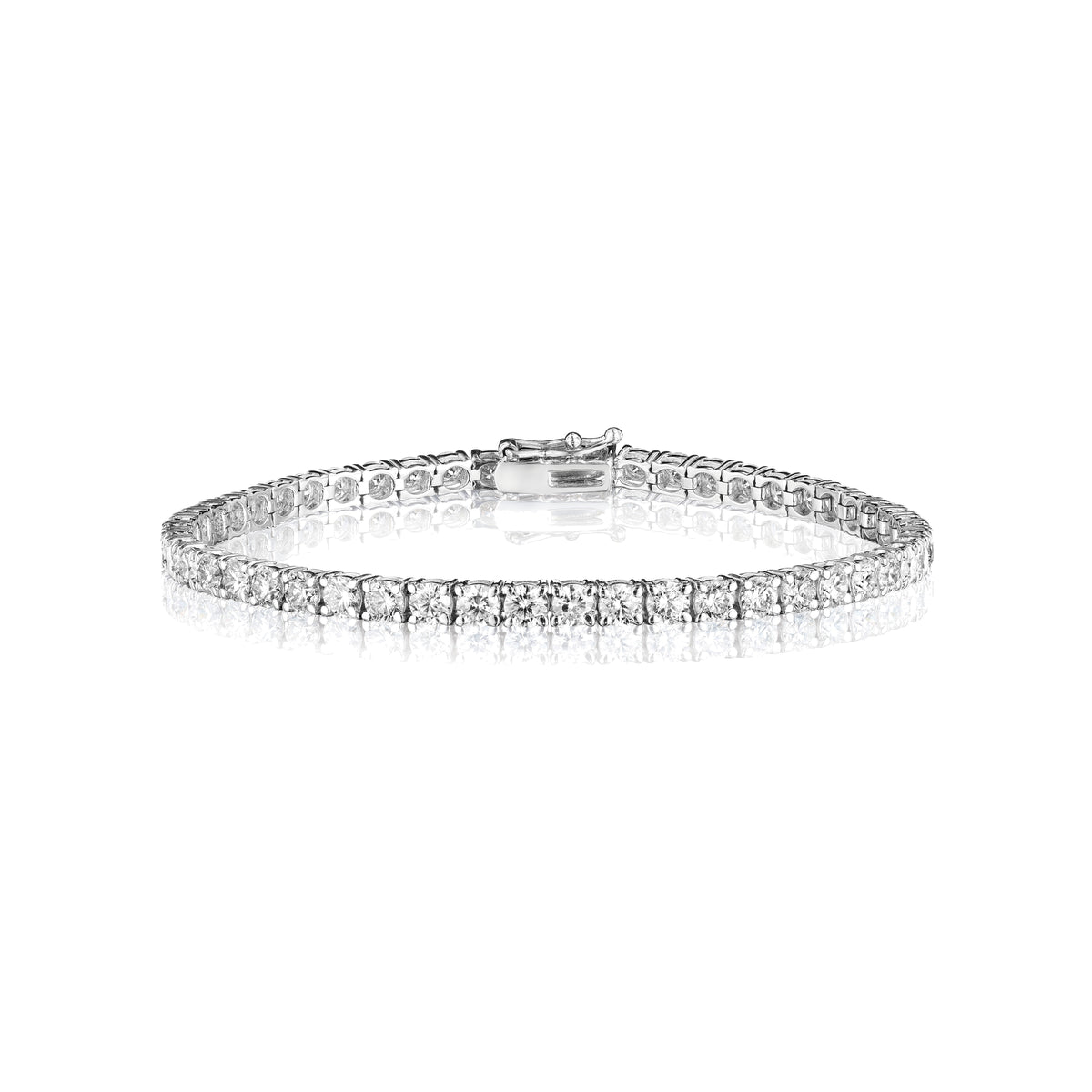 6.5 carat round diamond tennis bracelet in 18k white gold