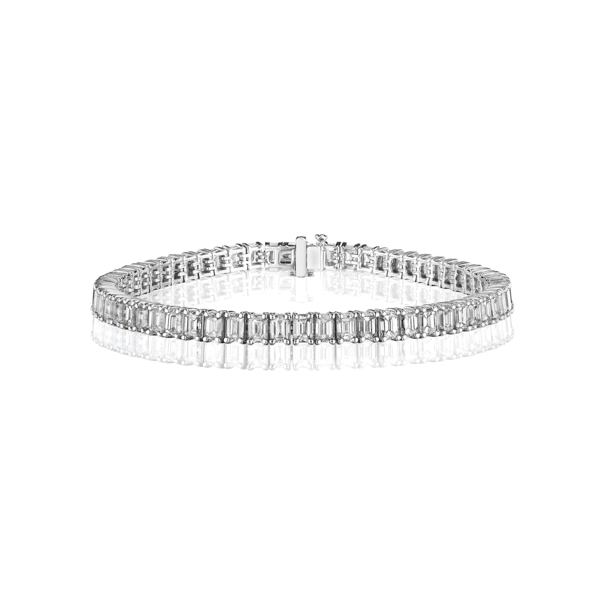 11 carat emerald cut diamond tennis bracelet in 18k white gold