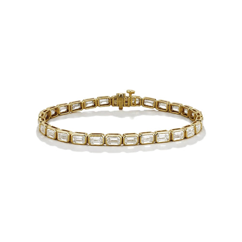Bezel Set Emerald Cut Diamond Tennis Bracelet