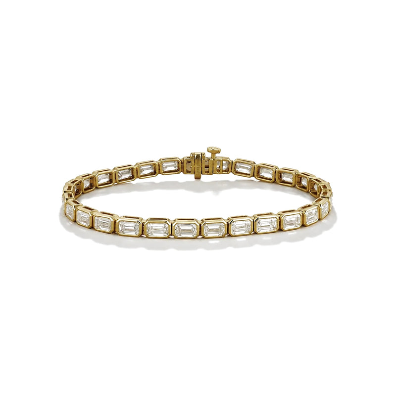 East-West Bezel Emerald Cut Diamond Tennis Bracelet