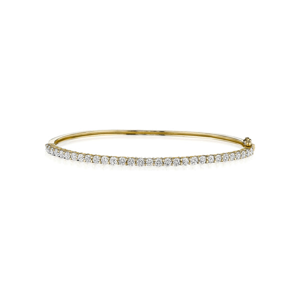 Clarity 2 carat diamond bangle in yellow gold