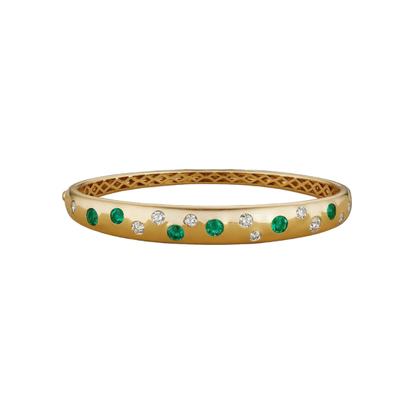 Emerald & Diamond Station Bangle by Marina Fragoso