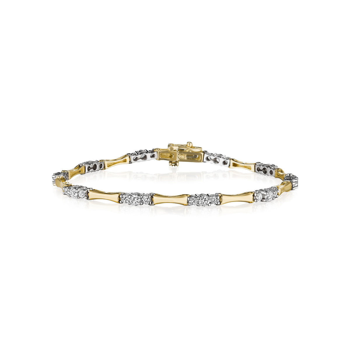 Throughline diamond link bracelet in 18k two-tone gold
