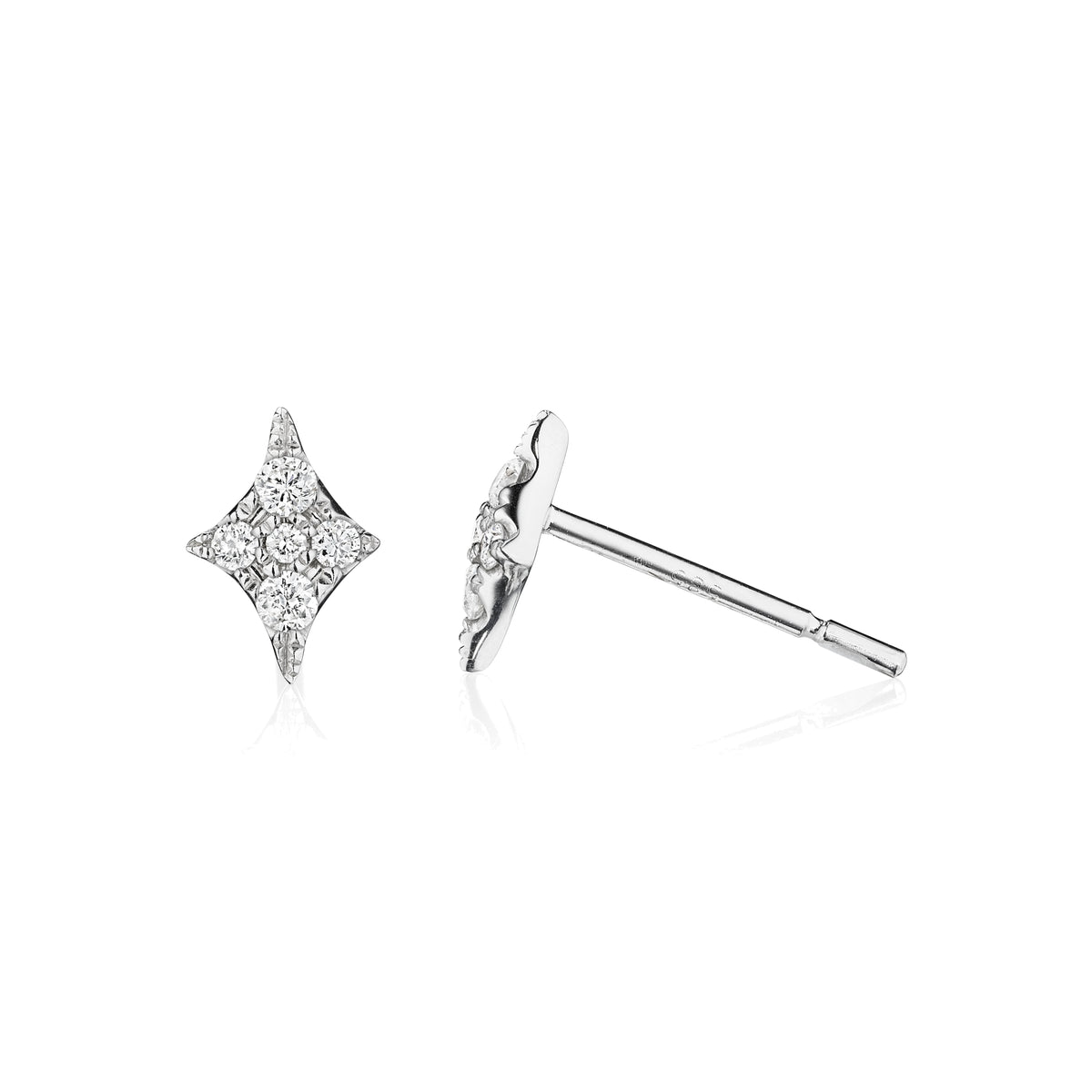 Stella diamond earrings in 18k white gold, side view