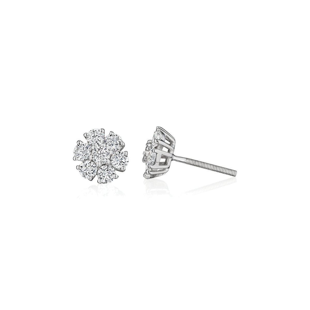 Bloom diamond earrings in 18k white gold, side view