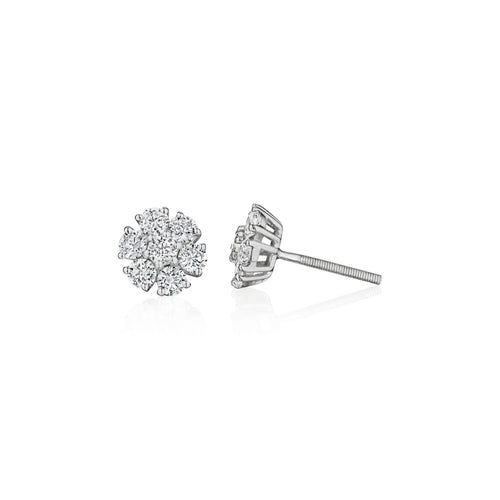 Bloom diamond earrings in 18k white gold, side view