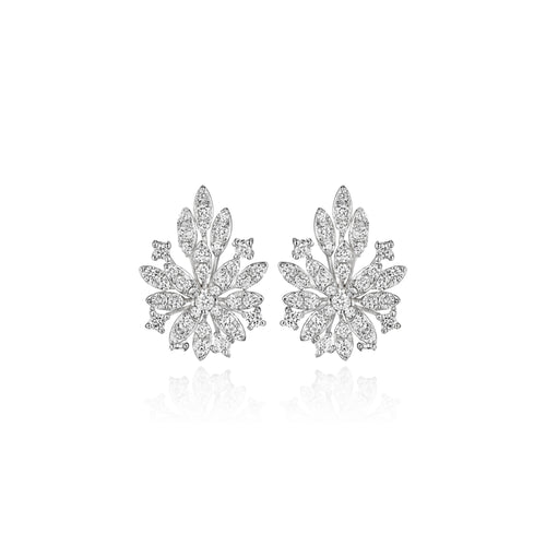Bouquet diamond earrings in 18k white gold