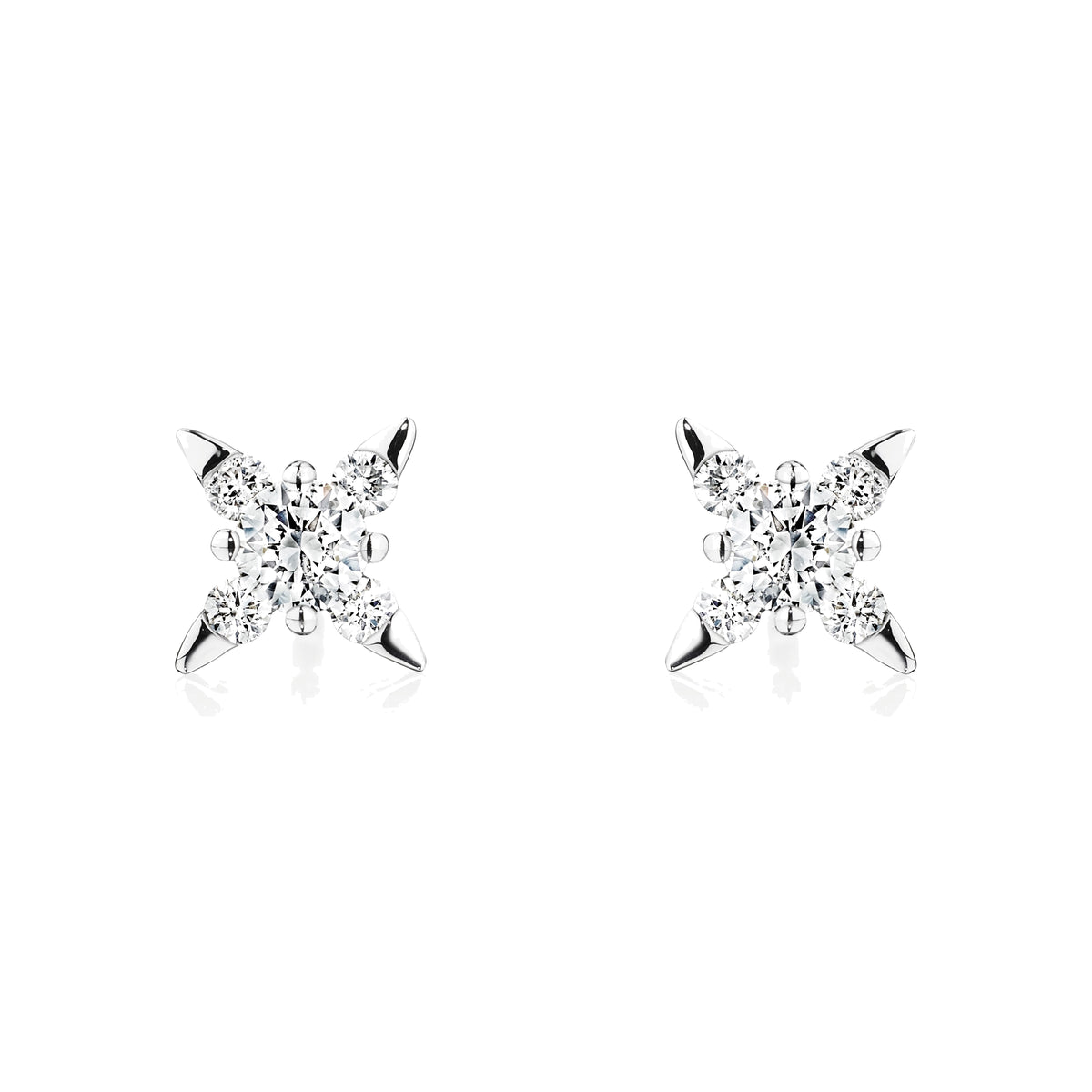 Shuriken diamond earrings in 18k white gold