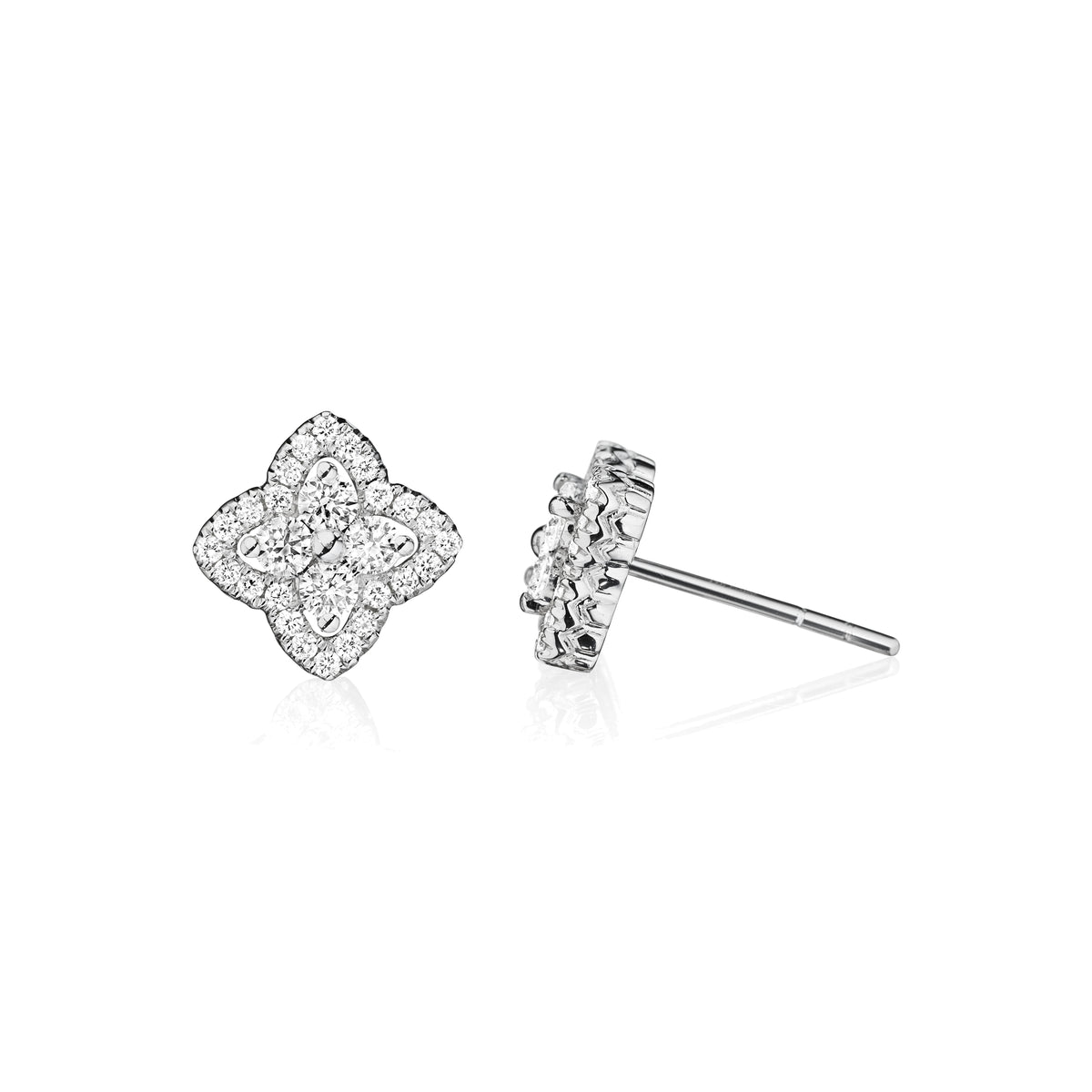 Marrakesh diamond earrings in 18k white gold, side view