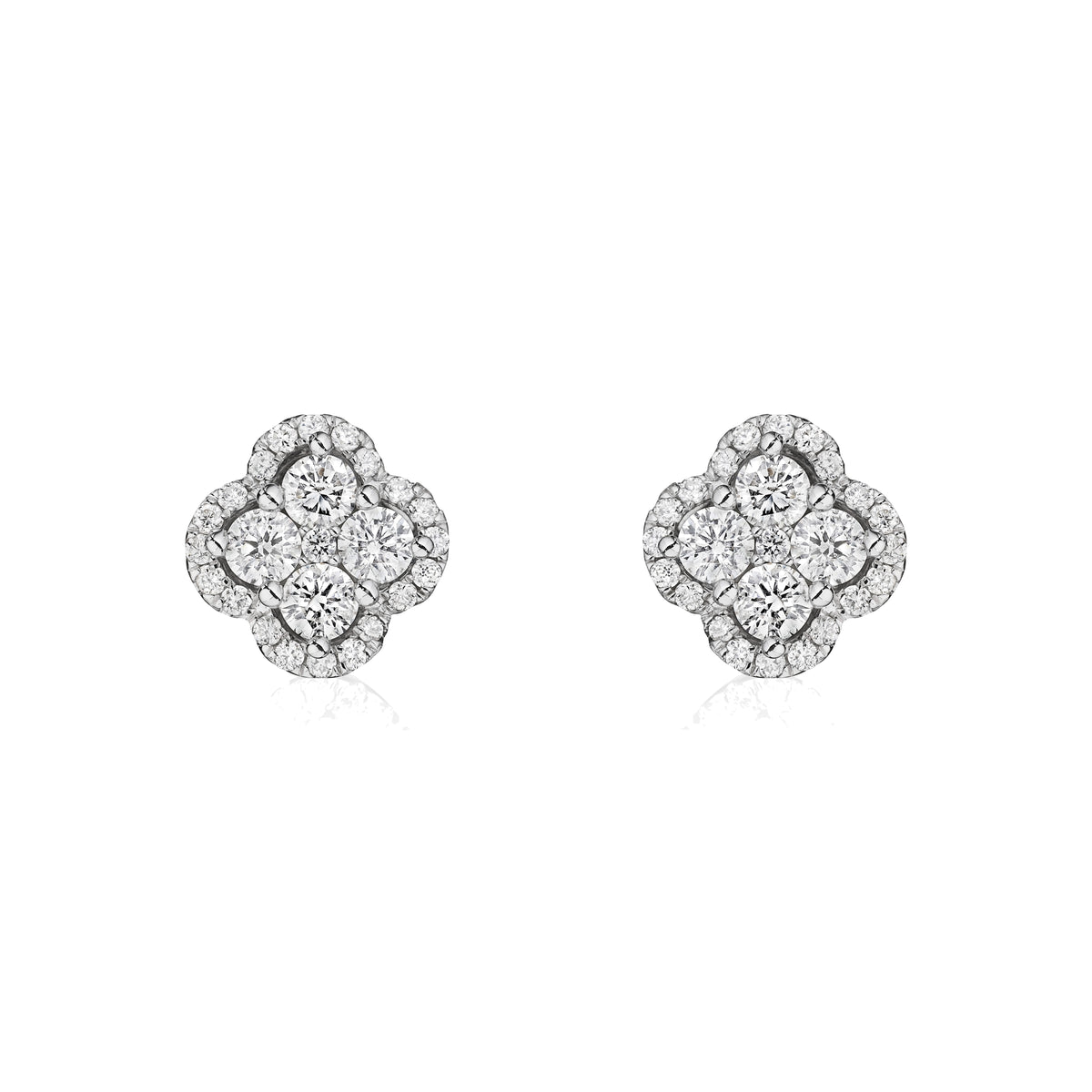 Lucky diamond clover earrings in 18k white gold
