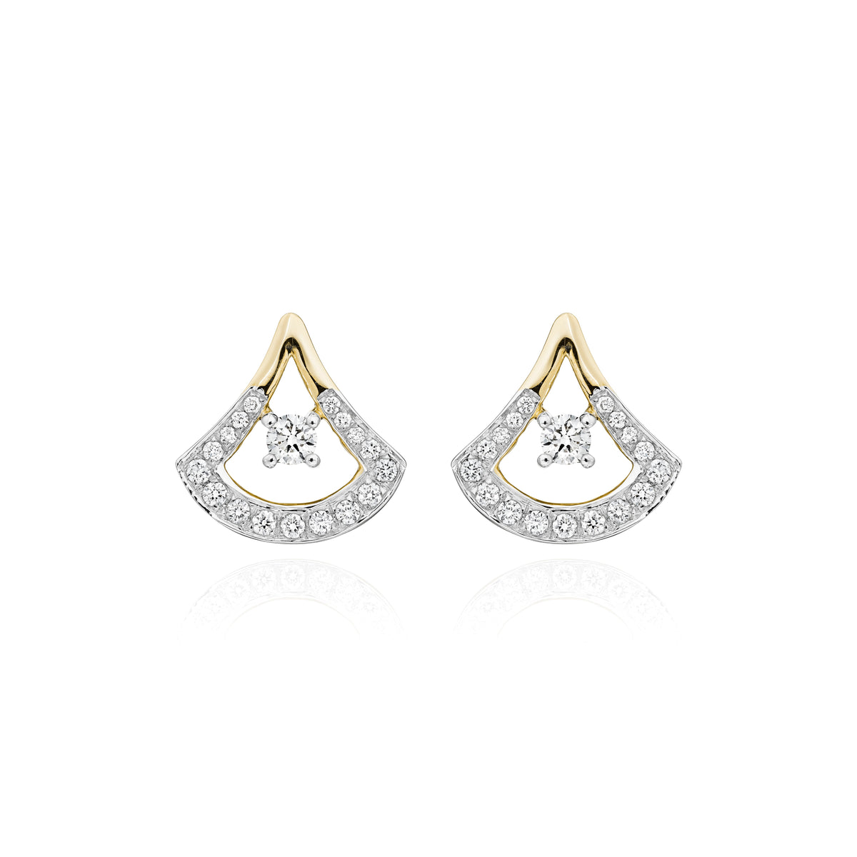Fan Dance diamond earrings in 18k two-tone gold