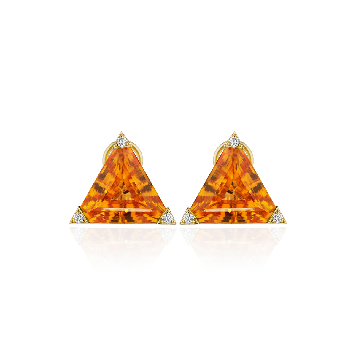 Ternion citrine and diamond earrings in 18k yellow gold
