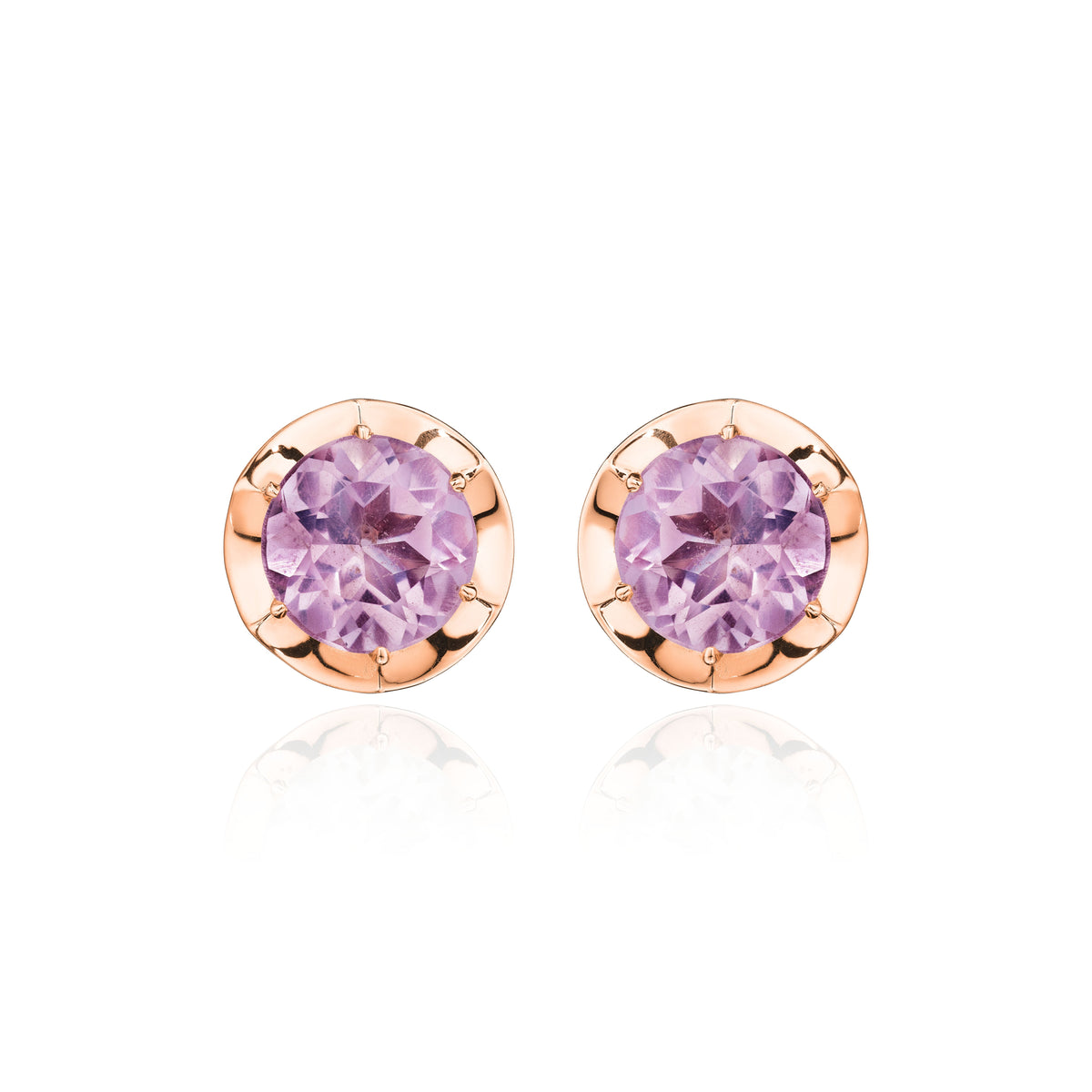 Rose quartz burst stud earrings in 18k rose gold