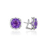 Rose Quartz Burst Earstuds in 18k white gold, side view