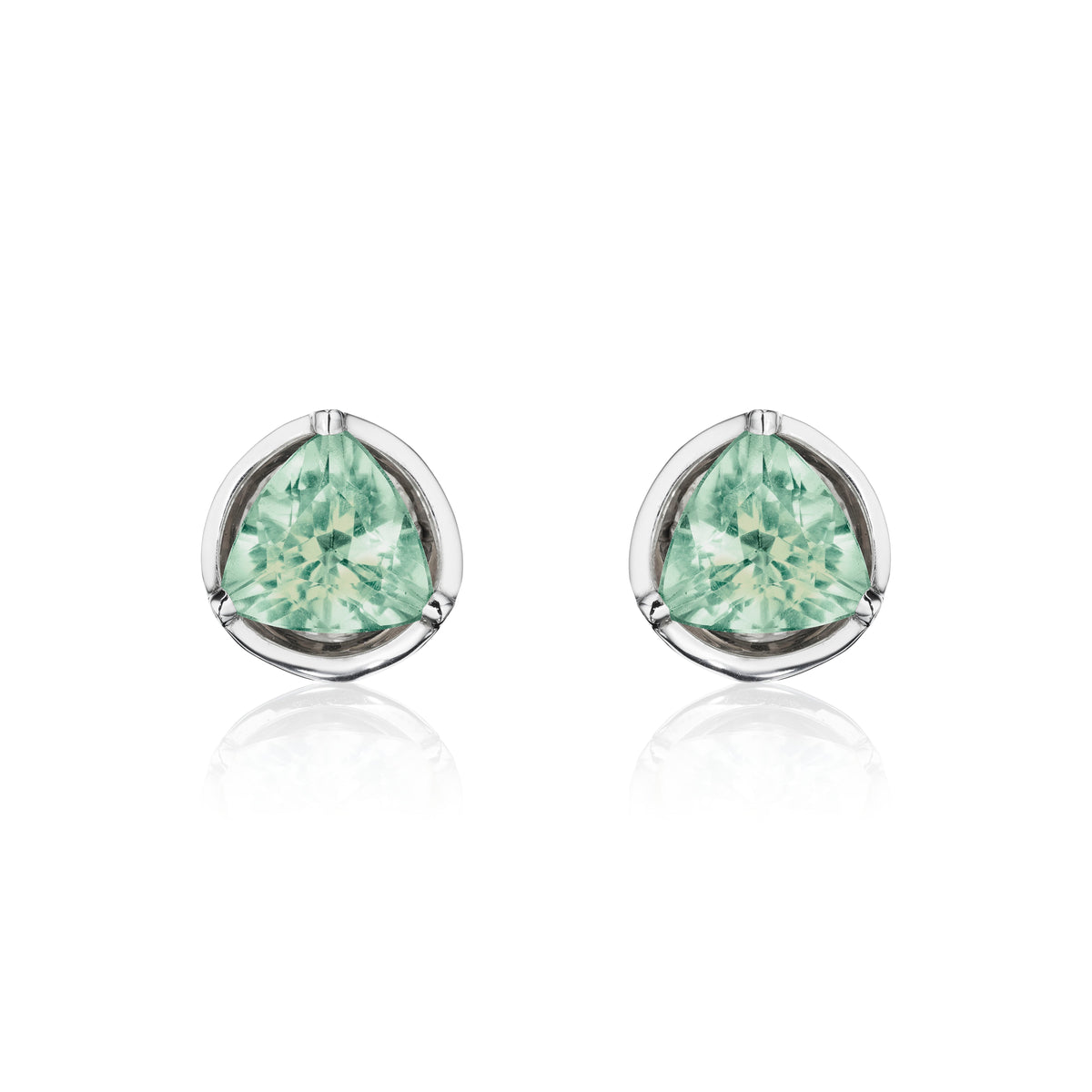 Prasiolite satellite stud earrings in 18k white gold