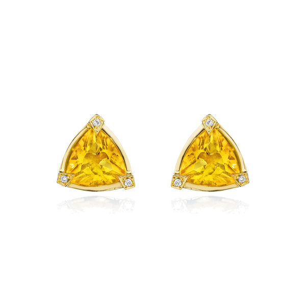 Citrine and Diamond Shield Earstuds