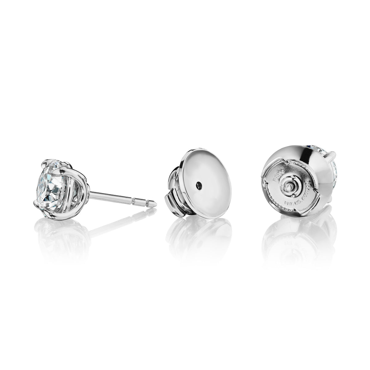 Classic round diamond stud earring with its earring backs