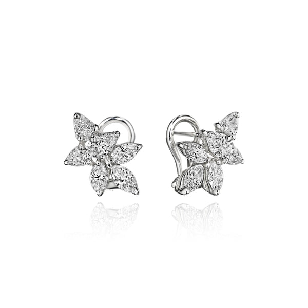 Marquise Cluster Diamond Stud Earrings