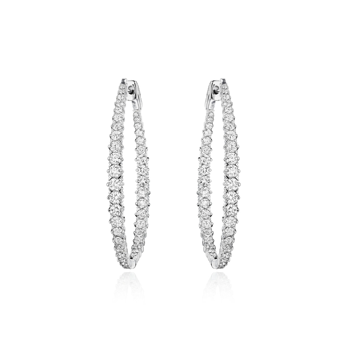 Mobius diamond hoop earrings in 18k white gold