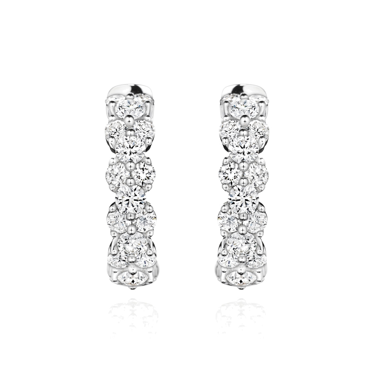 Athena diamond hoop earrings in 18k white gold