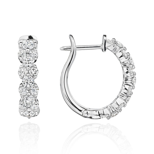 Athena diamond hoop earrings in 18k white gold, side view