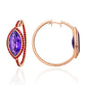 Amethyst & Ruby 18kt Rose Gold Hoops, side view