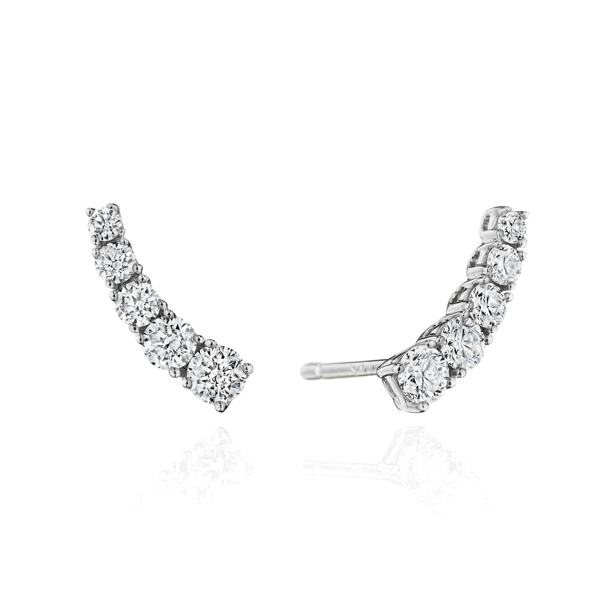 Sphinx diamond climber earrings in 18k white gold, side view