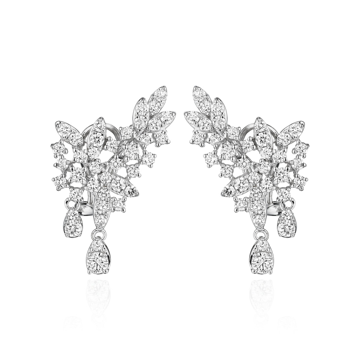 Orchid Thief diamond earrings in 18k white gold