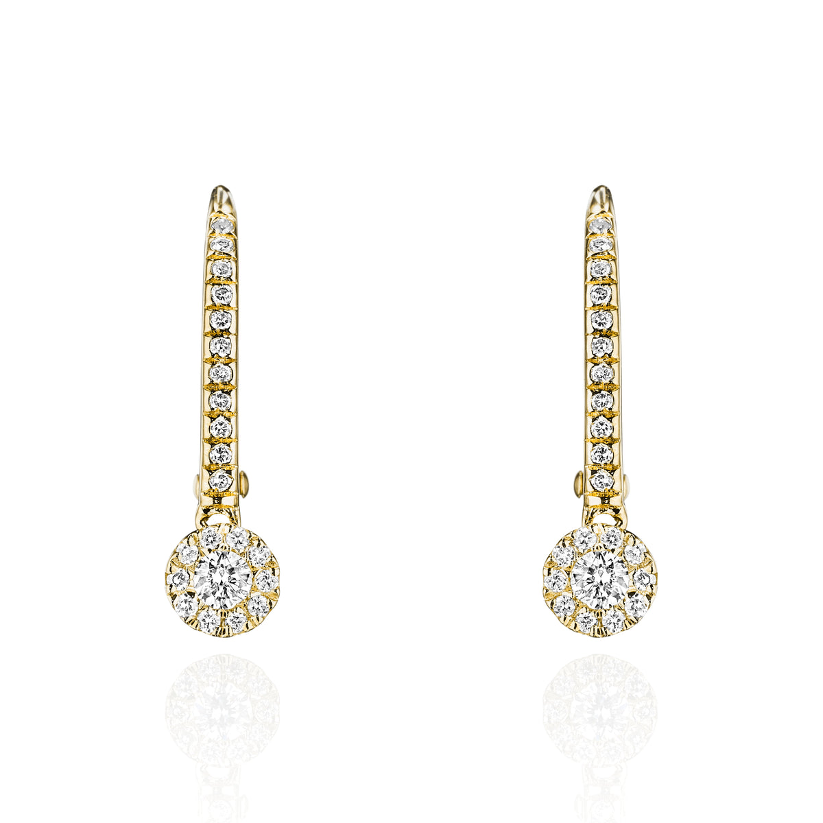 Countdown diamond drop earrings in 18k yellow gold