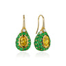 Yellow Sapphire, Tsavorite & Diamond Ear Drops, side view