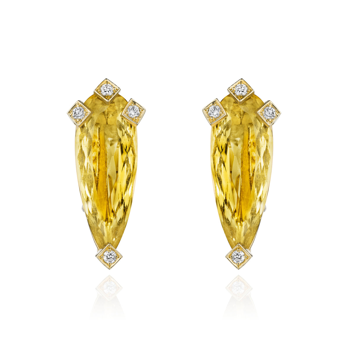 Heliodor and Diamond Drop Earrings