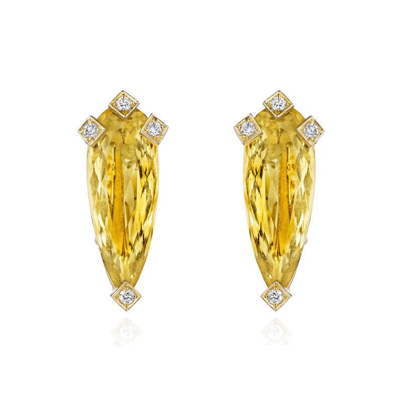 Heliodor and Diamond Drop Earrings