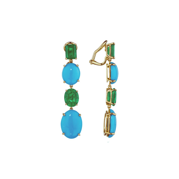 Emerald & Turquoise Drop Earrings