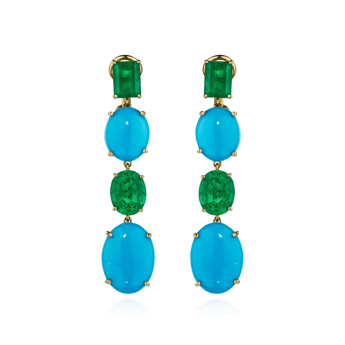 Emerald and Turquoise Drop Earrings