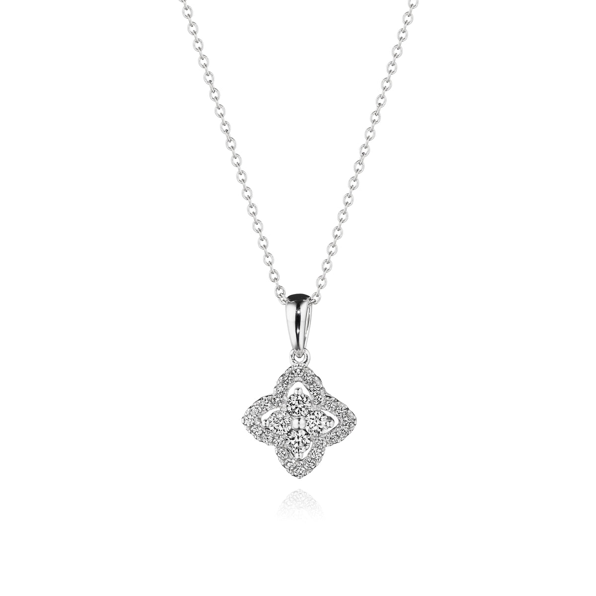 Cloister diamond pendant necklace in 18k white gold