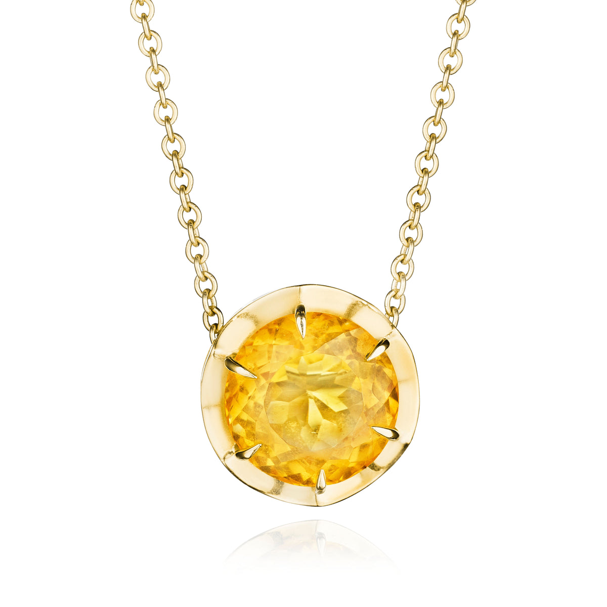 Citrine burst pendant necklace in 18k yellow gold