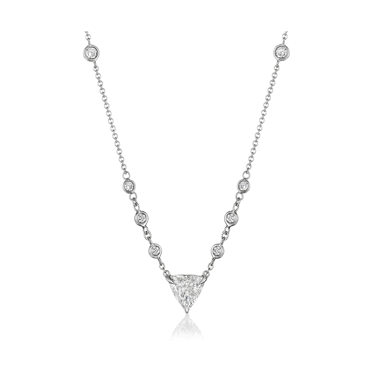Bespoke trillion diamond pendant necklace in platinum