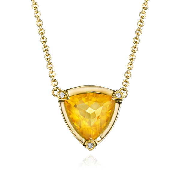 Citrine and Diamond Shield Necklace