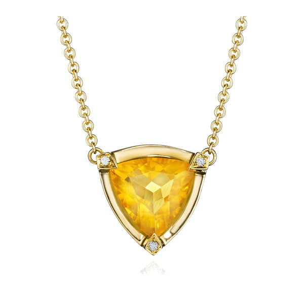 Citrine and Diamond Shield Necklace